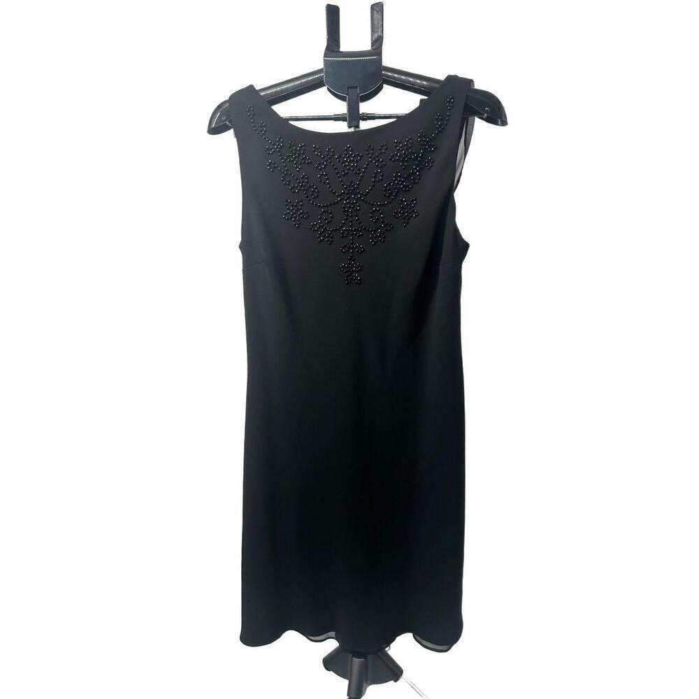 Vintage SL Fashions Black Beaded Sleeveless Y2K 90s Little Black Dress Size 16